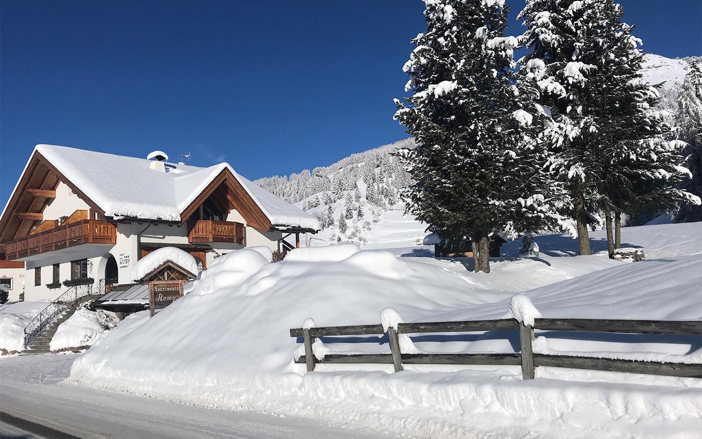 Chalet and apartments Romy in winter - Dolomites Italy